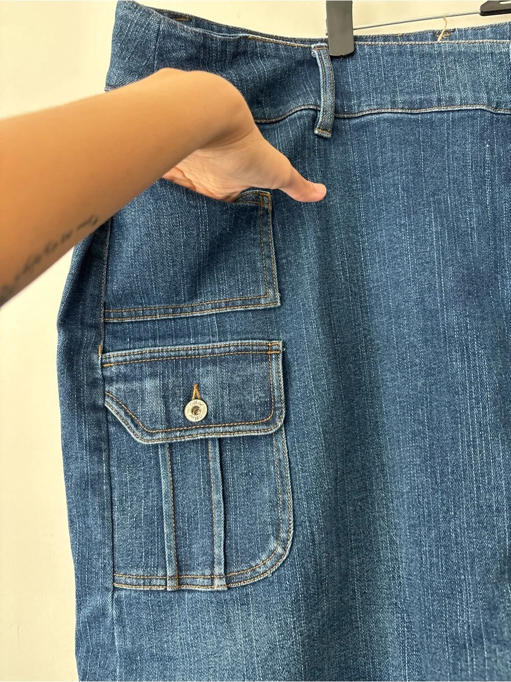 Y2K Preppy Cargo Blue Denim Straight Cargo Maxi Streetwear Plus Skirt - Size 22